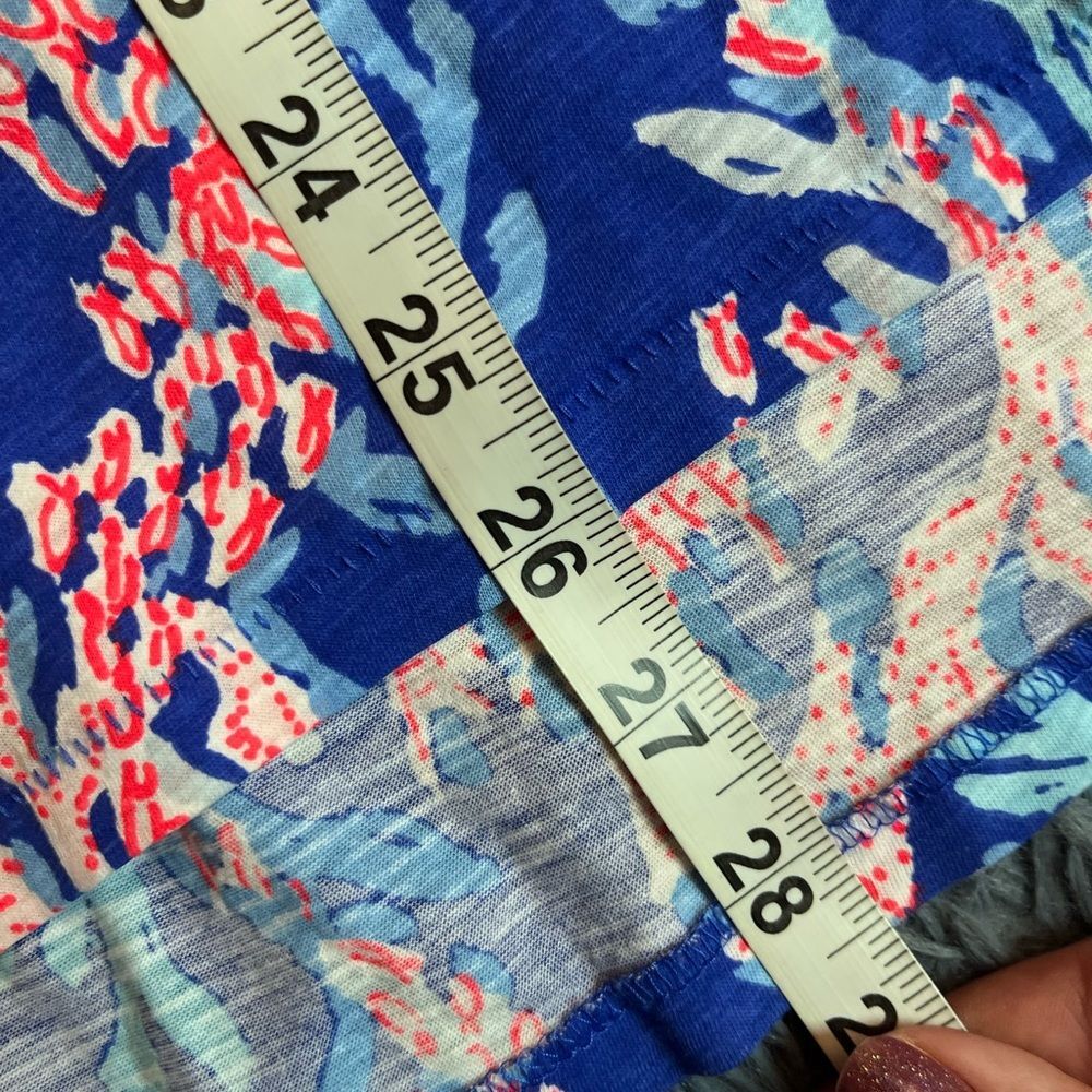 Lilly Pulitzer Etta V-neck Tee T-shirt Top Pink - Borealis Blue Size XXL - Picture 5 of 5